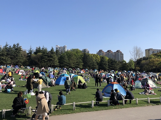 上海浦東の世紀公園がキャンプ場に？